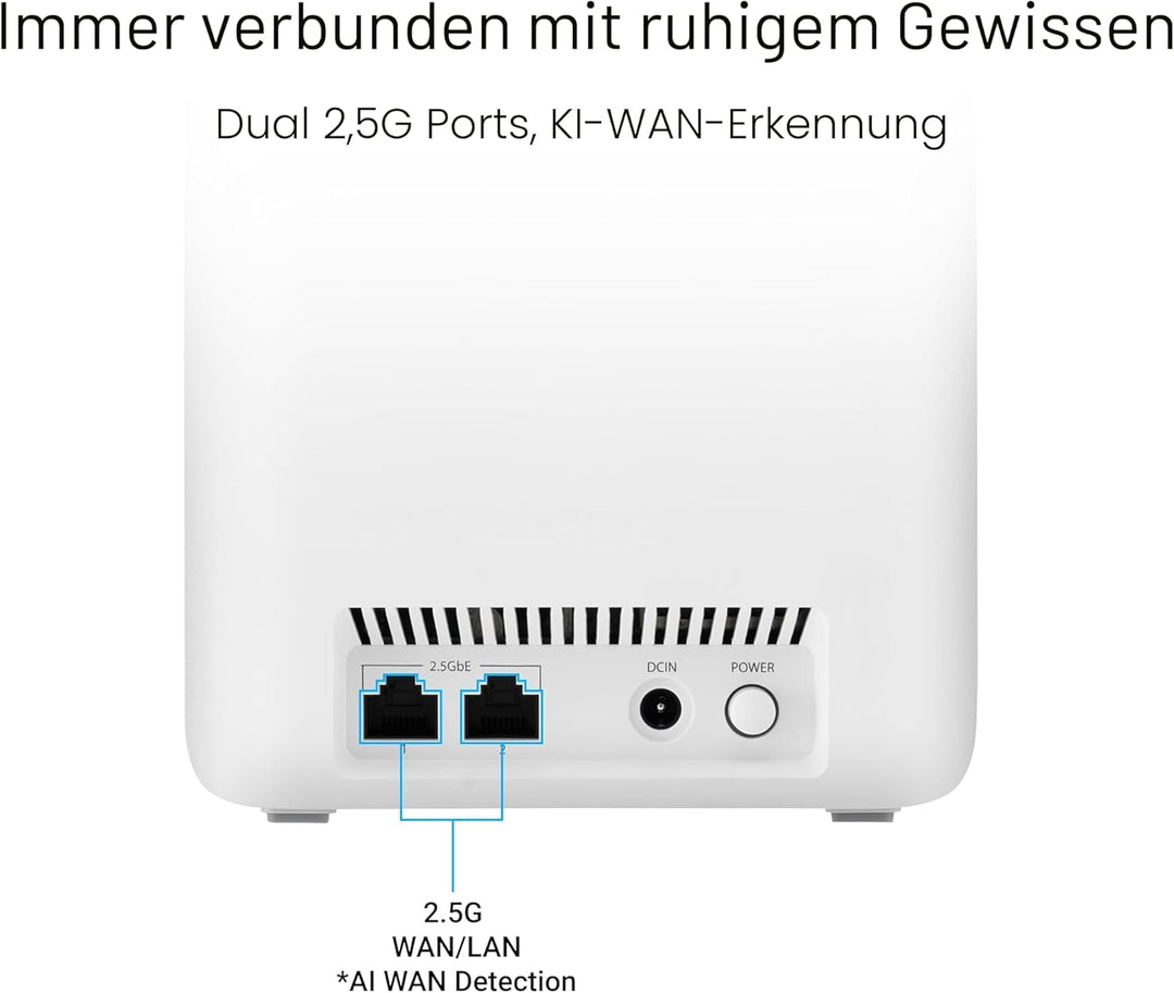 ASUS ZenWiFi BD4 Dualband WiFi 7 AiMesh Extendable Router 1er Pack (3.6 Gbps, Abdeckung bis zu 235 m
