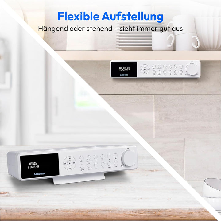 MEDION E6660 Küchen Unterbauradio (DAB+ Küchenradio, PLL UKW Radio, Bluetooth, LED Lichtleiste, Unte