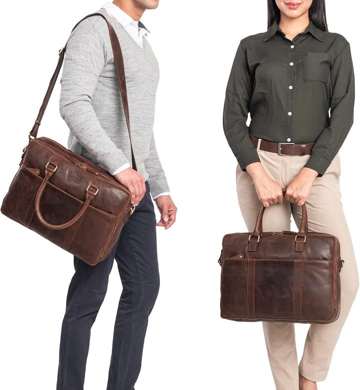 STILORD Drake Businesstasche Leder Gross Vintage Aktentasche XL Ledertasche Laptoptasche für Arbeit