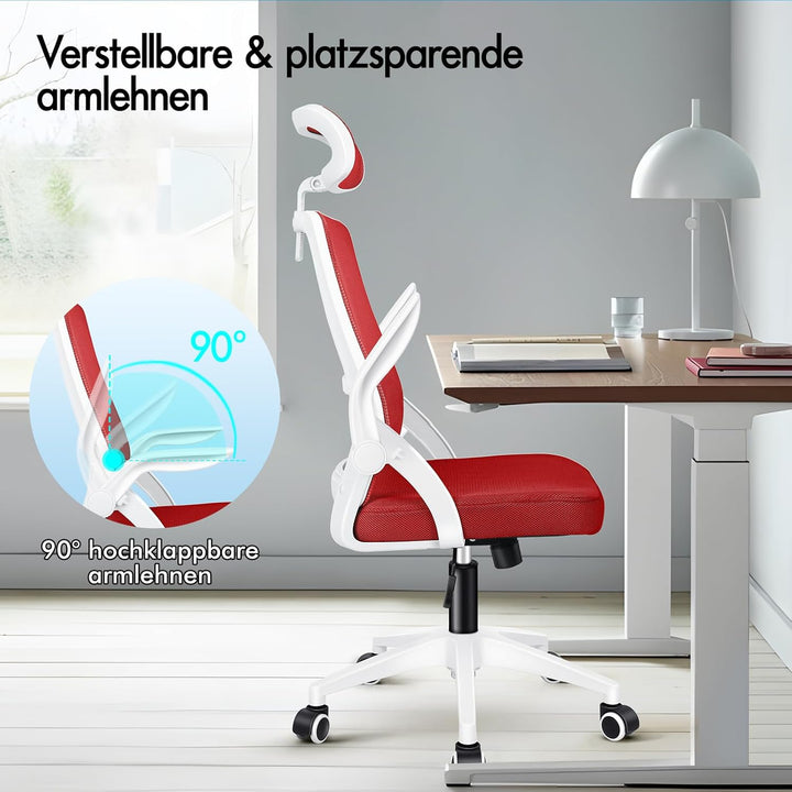ALFORDSON Bürostuhl, Sessel mit Kopfstütze, Computer-Schreibtischstuhl mit Lordosenstütze, Drehstuhl