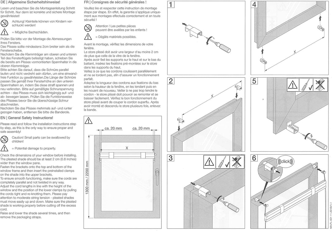DécoProfi Plissee ohne Bohren Weiss 120cm x 130cm (max. Gesamthöhe Fensterflügel) I Verspannte Pliss