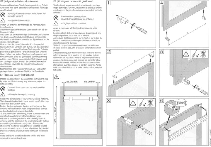 DécoProfi Plissee ohne Bohren Weiss 120cm x 130cm (max. Gesamthöhe Fensterflügel) I Verspannte Pliss