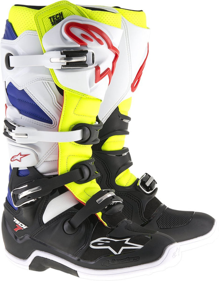 Alpinestars Herren Tech 7 Stiefel White Yellow Blue 51 EU, White Yellow Blue 51 EU