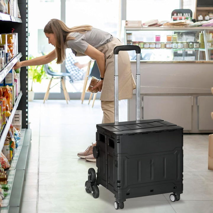 HOMCOM Einkaufstrolley klappbar Treppensteiger mit Rollen Deckel Teleskopgriff Einkaufswagen Trolley