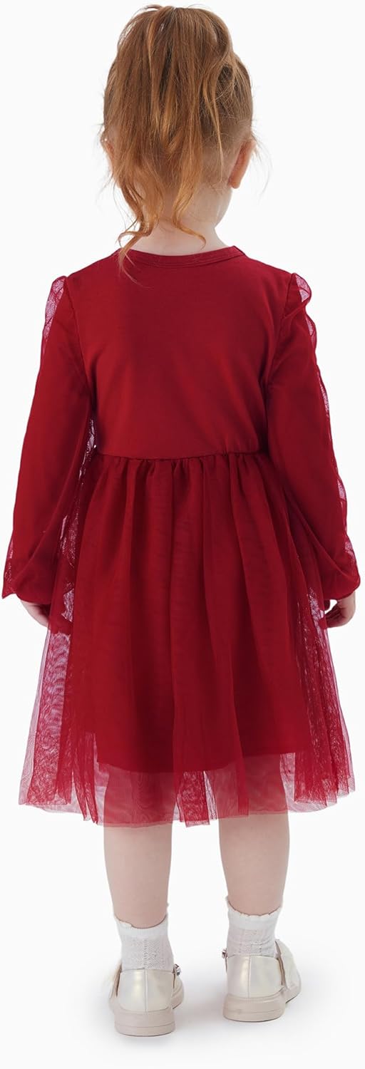 PATPAT Familien Outfit Set Langarm - Partnerlook Mutter Tochter Kleid,Mama Kind Kleider Prinzessin F