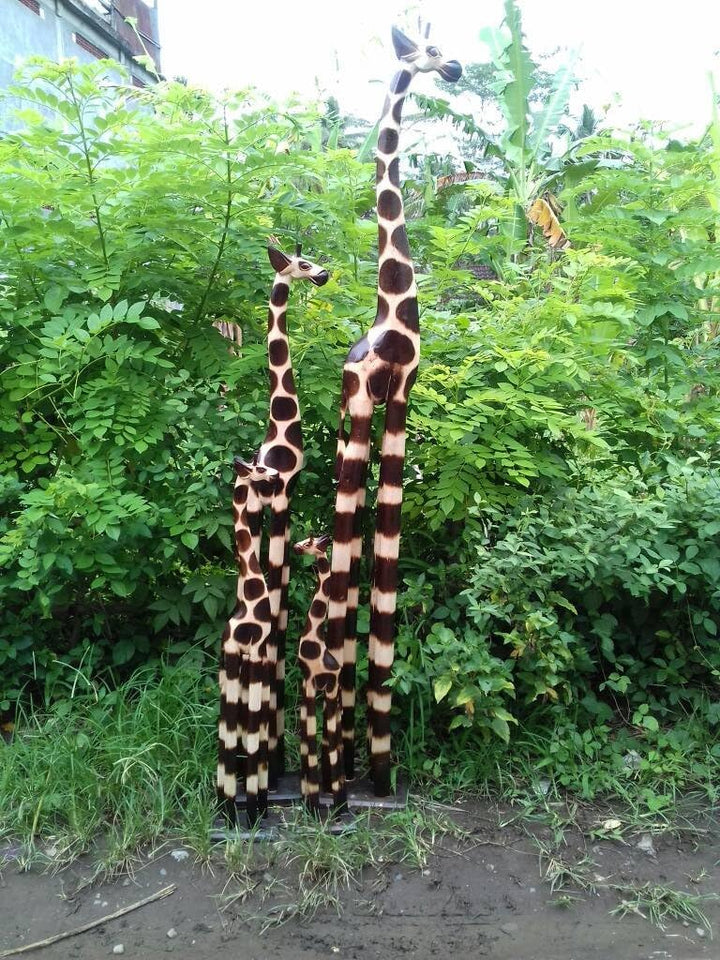 3 er Set 100cm 60cm 20cm Holz Holzgiraffen Familie Holzgiraffe Giraffe Afrika Stil GH
