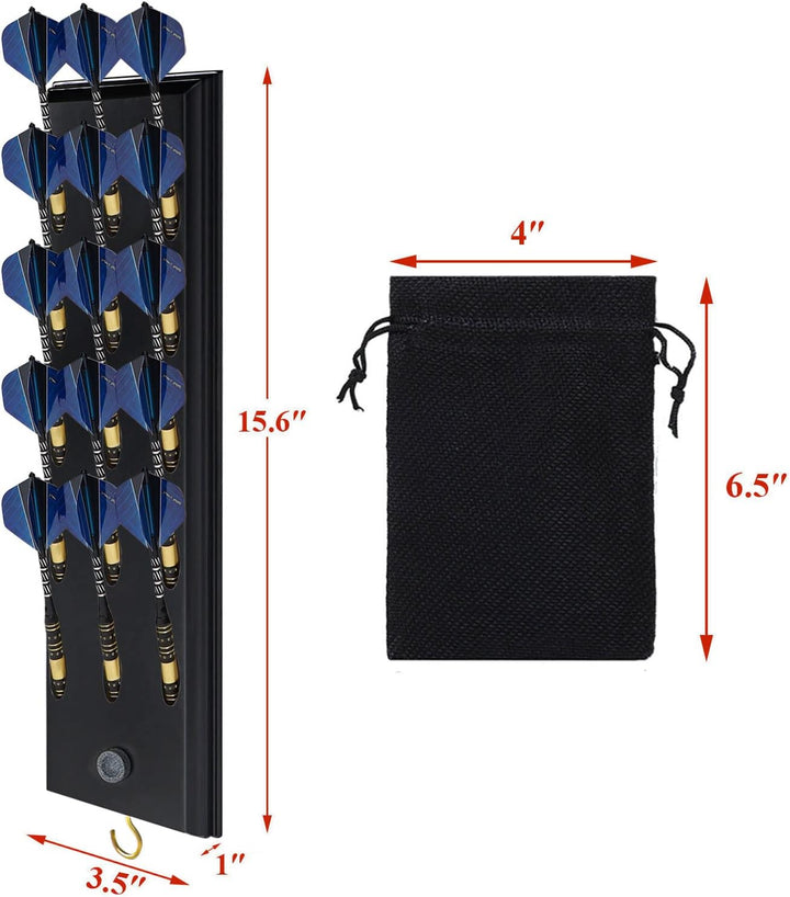 FDLS Dart-Halter zur Wandmontage mit 15 Dartpfeilen mit Stahlspitze oder weicher Spitze, Dart-Caddy
