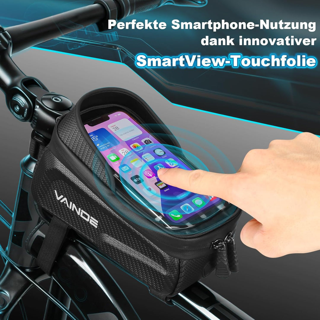 2er Set Fahrradtasche Rahmen, Rahmentasche Fahrrad, Lenkertasche Wasserabweisend Handytasche für Sma