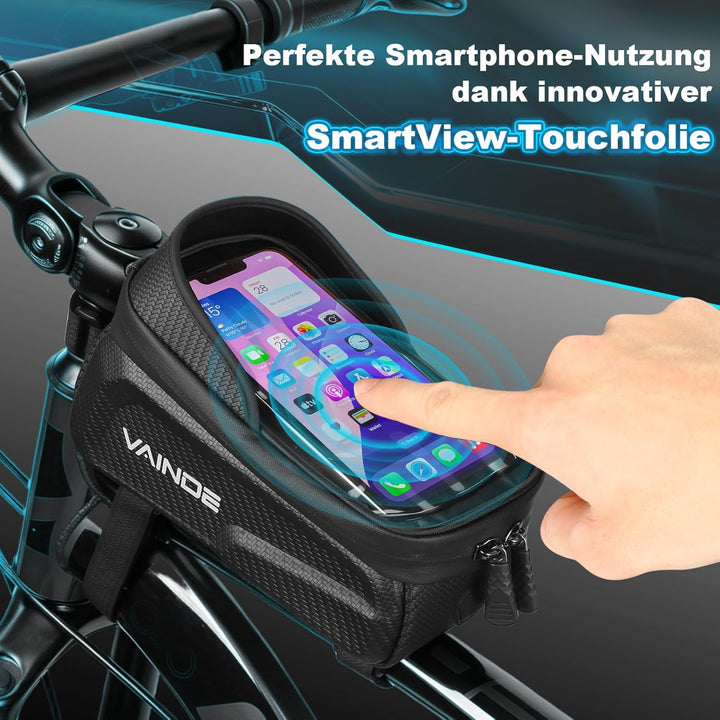 2er Set Fahrradtasche Rahmen, Rahmentasche Fahrrad, Lenkertasche Wasserabweisend Handytasche für Sma