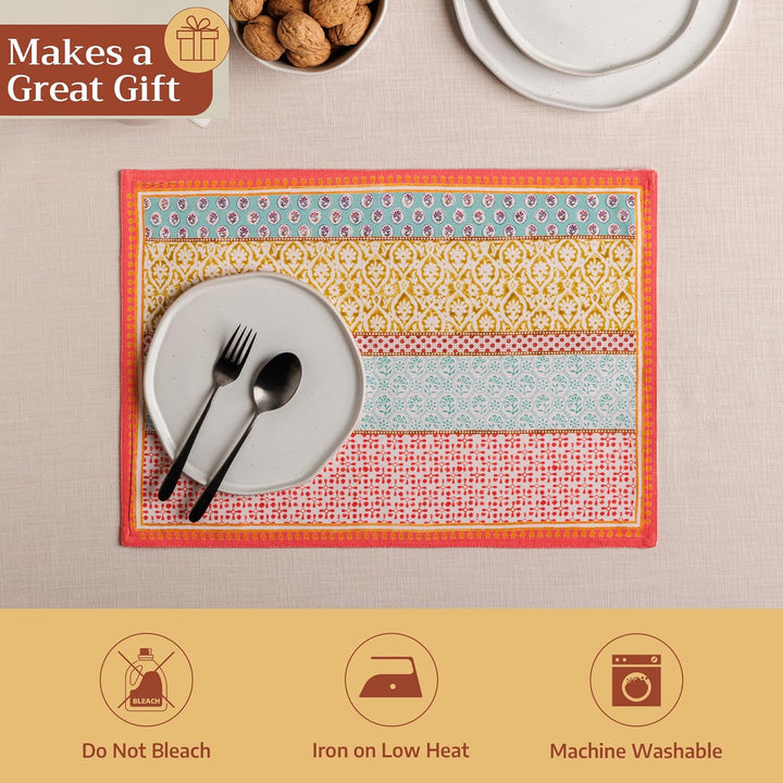 Maison d' Hermine Provence 100% Baumwolle Set mit 4 Tischsets für den Esstisch | Küche | Hochzeit |