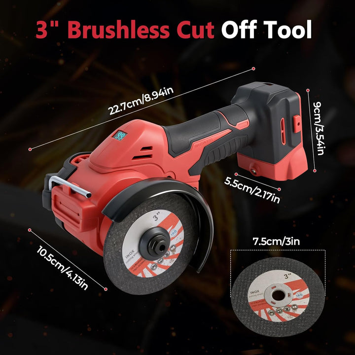 Akku-Winkelschleifer für Milwaukee 18 V, bürstenloser Mini-Winkelschleifer, 20.000 U/min 75 mm klein