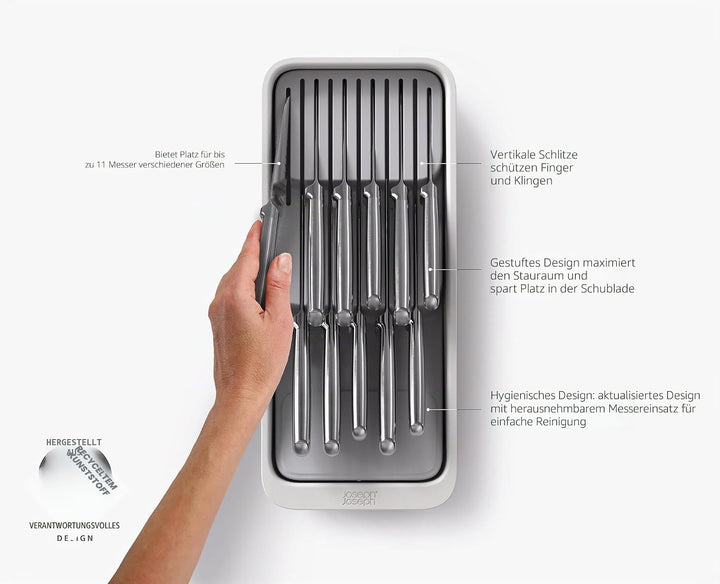 Joseph Joseph DrawerStore 2-Stufiger Messer Organizer, für bis zu 16 Messer, Zerlegbar, recyceltem P