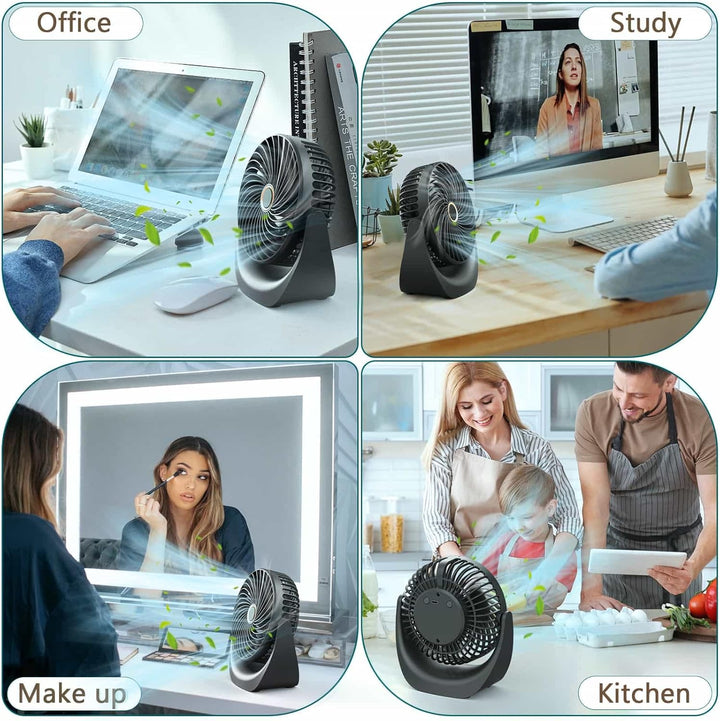 Ventilator,USB Tischventilator,Mini Ventilator Leise,mit 5 Windgeschwindigkeiten und 360° Drehung,40