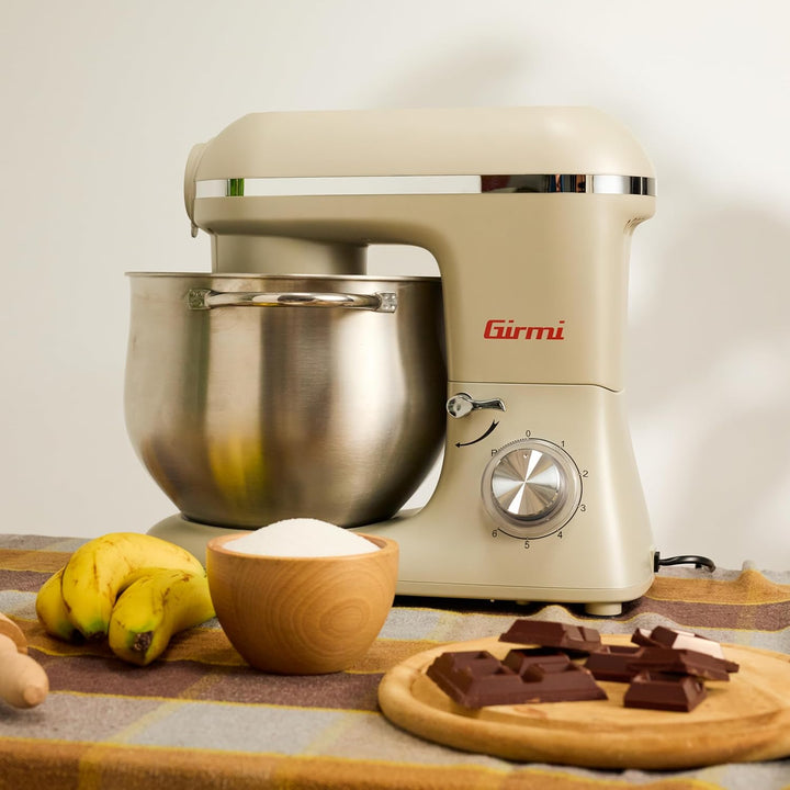 Girmi IM50 Knetmaschine, 1900 W (max. 2200 W), 8 Liter, 6 Geschwindigkeitsstufen, Weiss