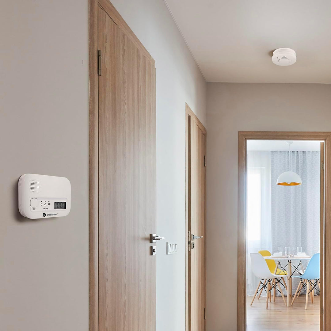 Smartwares Sicherheit Set, Rauchmelder und CO Melder, Austauschbare Batterien, Lebensdauer 10 Jahre