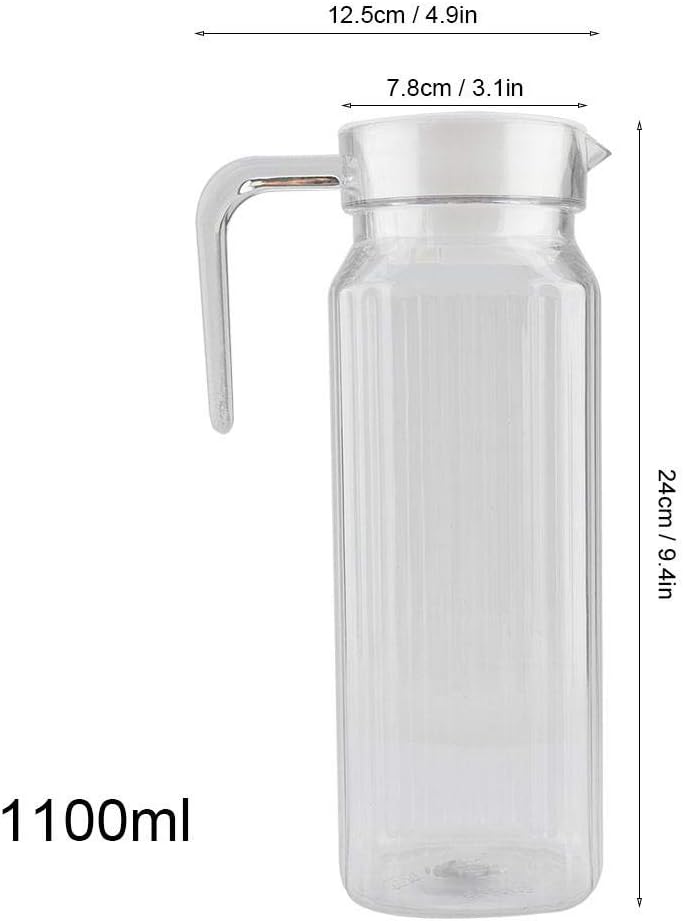 Acryl-Krug mit Deckel und Griff, gerippt, gestreift, Saftflasche, Kunststoff, Trinkgeschirr, Wasser,