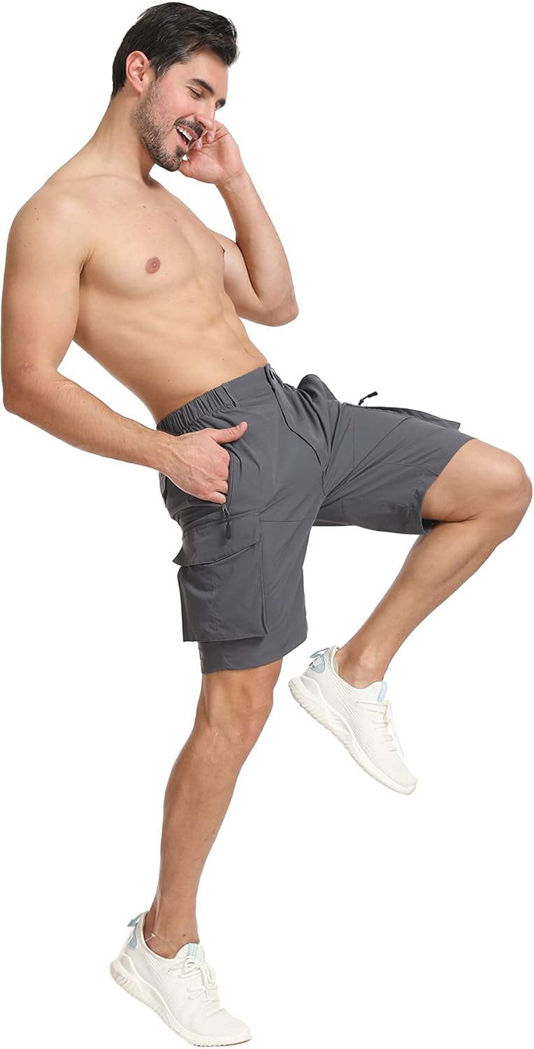 Tansozer Kurze Hosen Herren Sommer Schnelltrocknend Wanderhose Kurz Stretch Cargo Bermuda Sporthose
