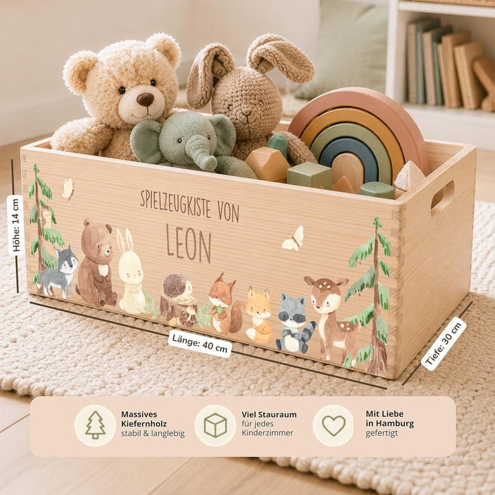 Kidsmood - Spielzeugkiste aus Holz mit Wunschnamen | Aufbewahrungsbox Kinder Spielzeug & Bücher | Pr