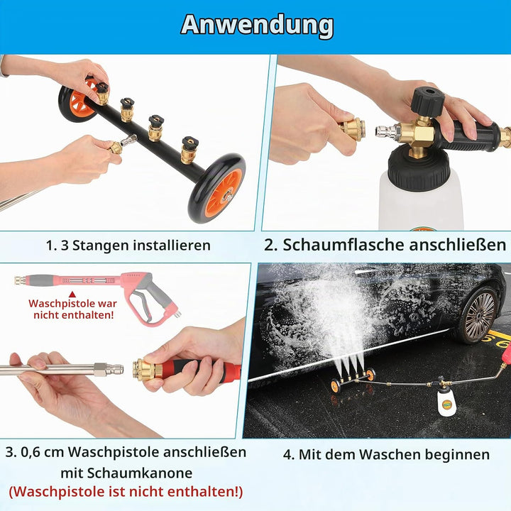 2-in-1 Unterboden Hochdruckreiniger Wasserbesen, MYPIN 16 Zoll Autodruckreiniger mit Schaumkanone/Mi