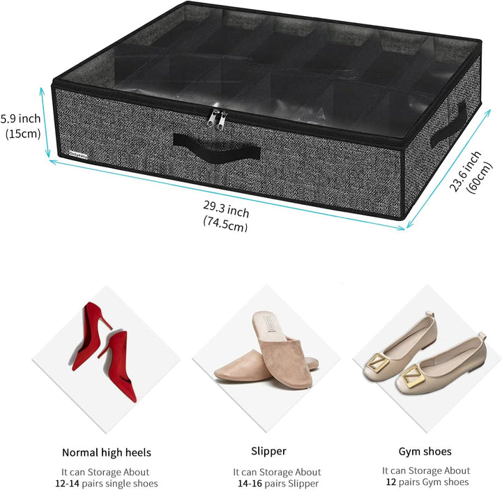 Onlyeasy Stabiles Unterbett-Schuh-Organizer-Set, 2 Stück, passend für insgesamt 24 Paar, Unterbett-S
