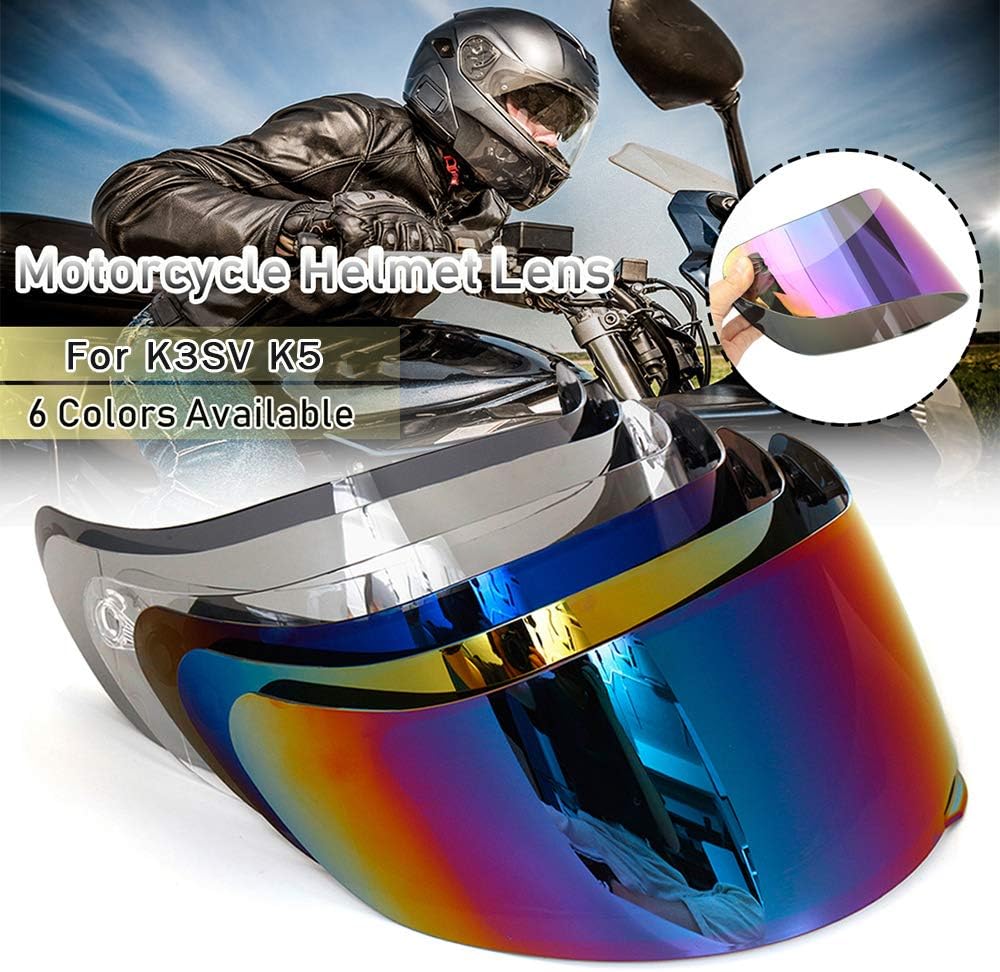 Shkalacar Motorrad Windschutz Helm Objektiv Visier Vollgesichts Helmvisier Ersatz für AGV K1 K3SV K5
