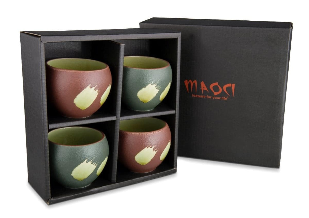 MAOCI - Teeschalen 4er Set Japan Design Porzellan 100ml - 2 Farben
