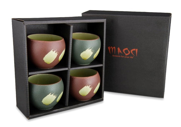 MAOCI - Teeschalen 4er Set Japan Design Porzellan 100ml - 2 Farben