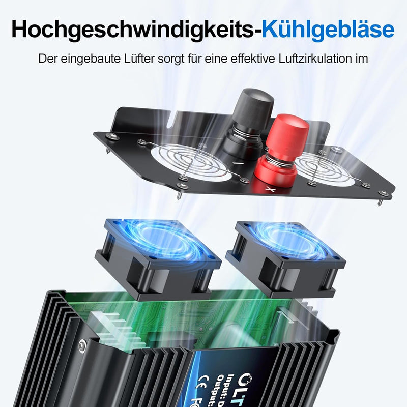 OLTEANP Spannungswandler 12v 230v 3000W -Modifizierte Sinus Wechselrichter 12v auf 230v Spannungswan