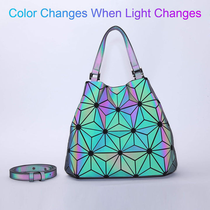 FZChenrry Geometrische Tasche Reflektierende Handtasche Damen Holographic Schultertasche Reflektiere