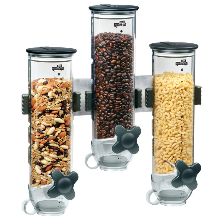 Honey Can Do Zevro KCH-06139 Indispensable SmartSpace Wall Mount Triple Dry-Food Dispenser by ZevrO