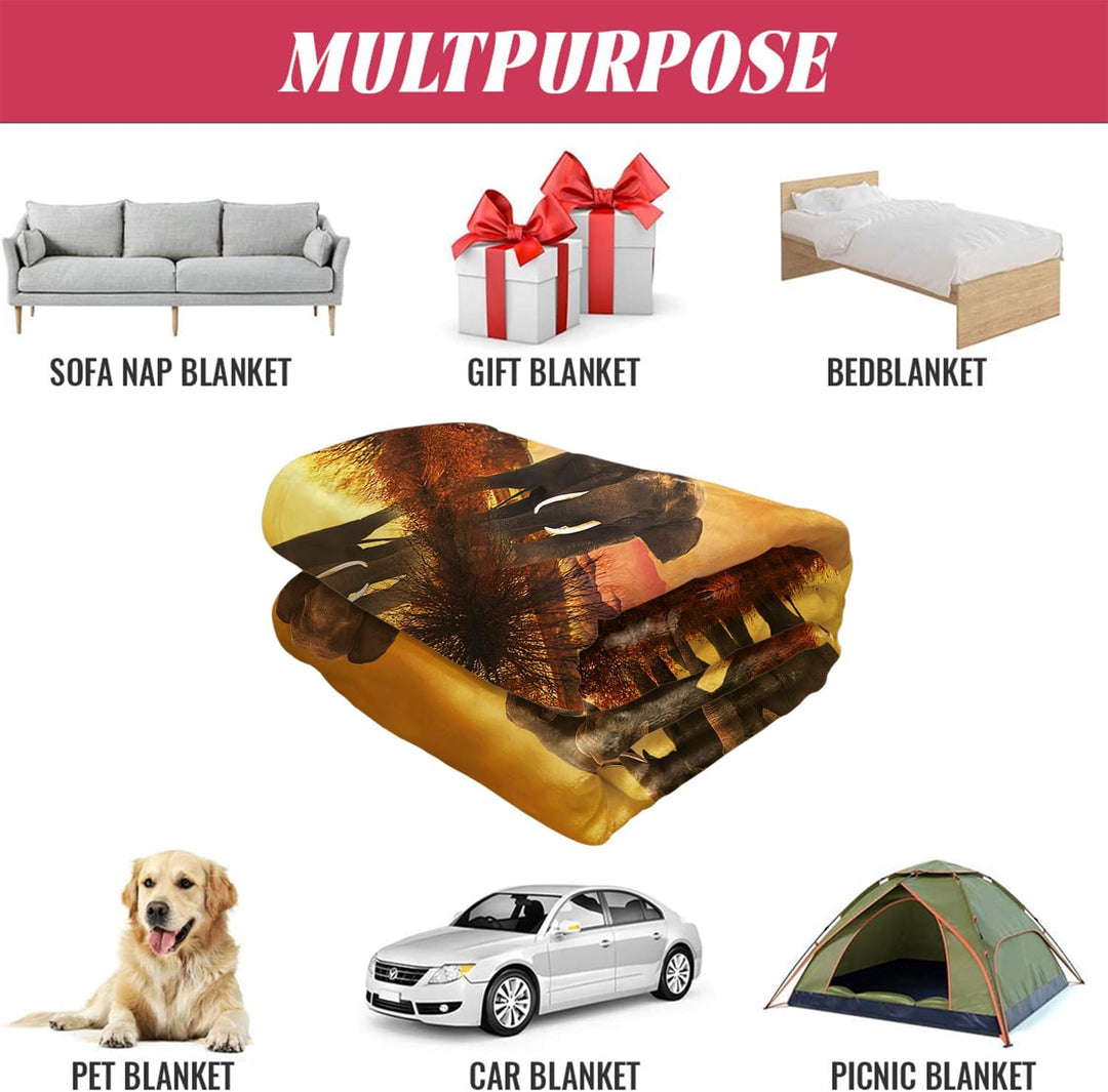YISUMEI Kuscheldecke Gelbe Elefante Reflexion Decke Flauschige Weich Fleecedecke für Sofa Bett 150x2