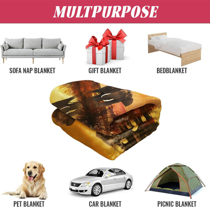 YISUMEI Kuscheldecke Gelbe Elefante Reflexion Decke Flauschige Weich Fleecedecke für Sofa Bett 150x2