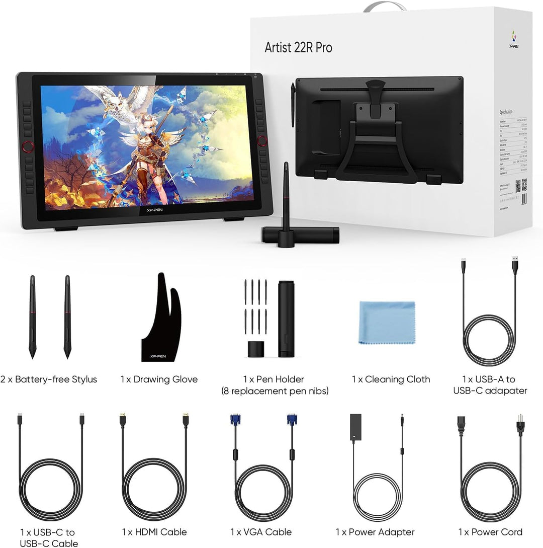 XP-PEN Artist 22R Pro Grafiktablett Kreativ-Stift-Display(1920 x 1080) mit 20 Schnelltasten Gratisso