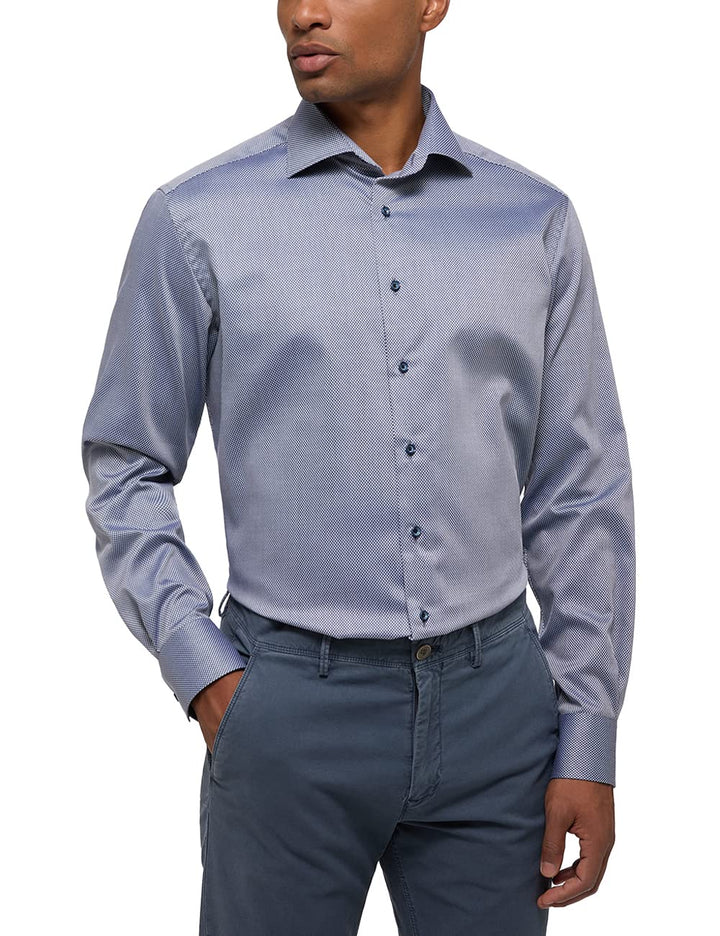 ETERNA Modern Fit Hemd Langarm New Kent Kragen Muster rot 48 Mittelblau, 48 Mittelblau