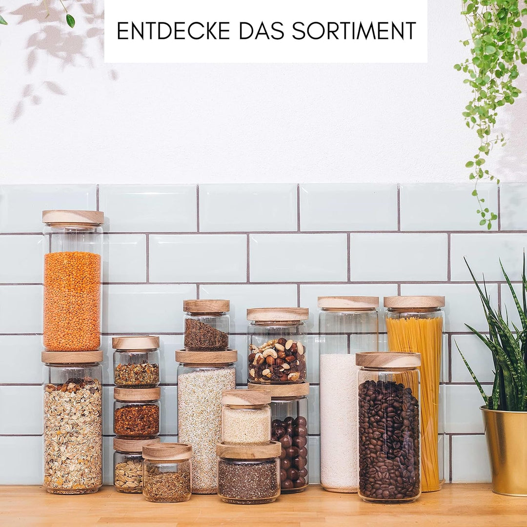 Econovo® Gewürzgläser Set mit Deckel (6-teilig) aus mundgeblasenem Borosilikatglas, Gewürzdosen Vorr