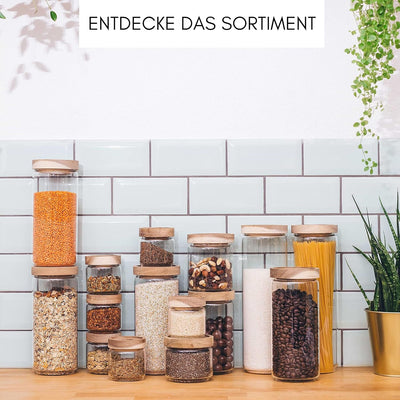 Econovo® Vorratsgläser mit Deckel Set 1500ml (2-teilig) aus Borosilikatglas, stapelbar und luftdicht