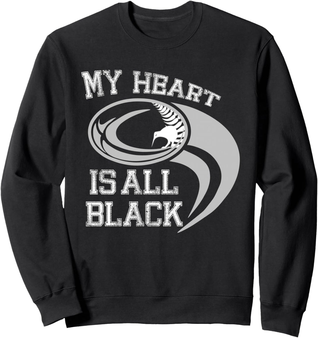 My heart is all black - Rugby New Zealand Fan Sweatshirt