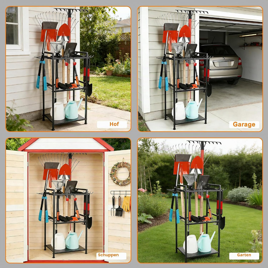 Gartengeräteständer mit 35 Schlitzen &amp; 11 Haken,Schwerlast Kohlenstoffstahl Gartengeräte Organizer,G