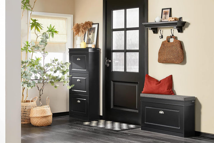 SoBuy Schuhbank mit Sitzkissen und Stauraum Schuhschrank mit Klappe, Schuhregal schmal platzsparende