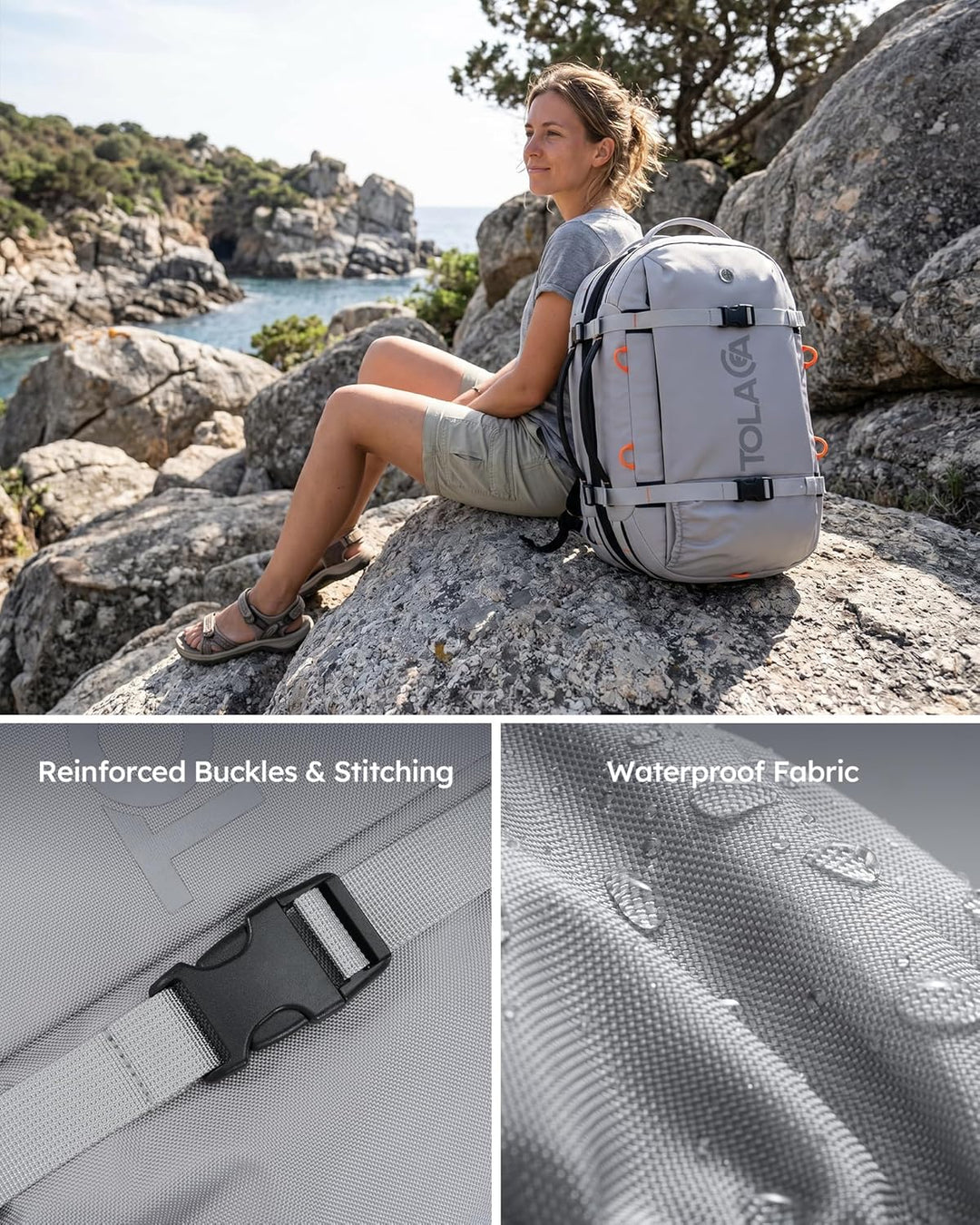 Tolaccea Reiserucksack, Handgepäck Rucksack Flugzeug, TSA-Freundlicher Laptop Rucksack 15,6 Zoll, Er