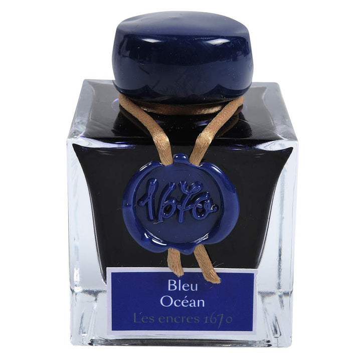 Jacques Herbin 15018JT Jubiläums- Tintenflakon 1670, 50 ml, für Federhalter, Farbintensiv, Blau Bleu