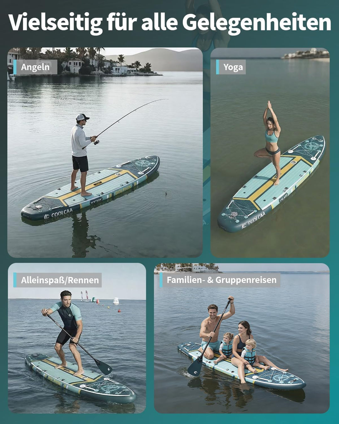COOLCAA SUP Board, 355cm (Extra Gross) Stand Up Paddling Board, Aufblasbares Stand-Up Paddle Board m