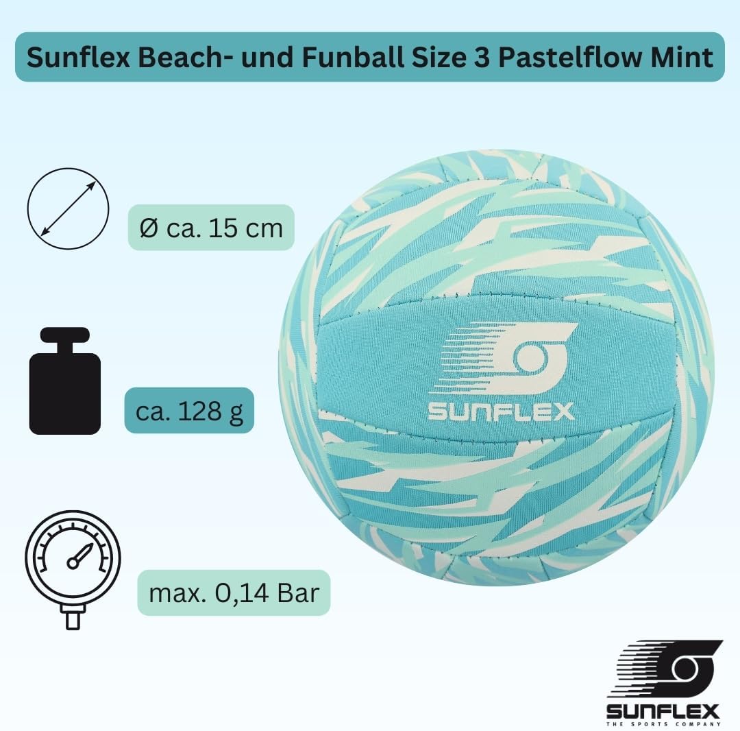 Sunflex® Beach- und Funball Size 3 Pastelflow Linie | Wasserfester Neoprenball mit rutschfestem Grip