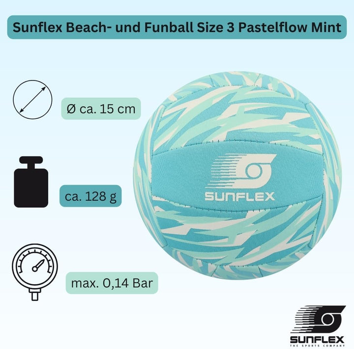 Sunflex® Beach- und Funball Size 3 Pastelflow Linie | Wasserfester Neoprenball mit rutschfestem Grip