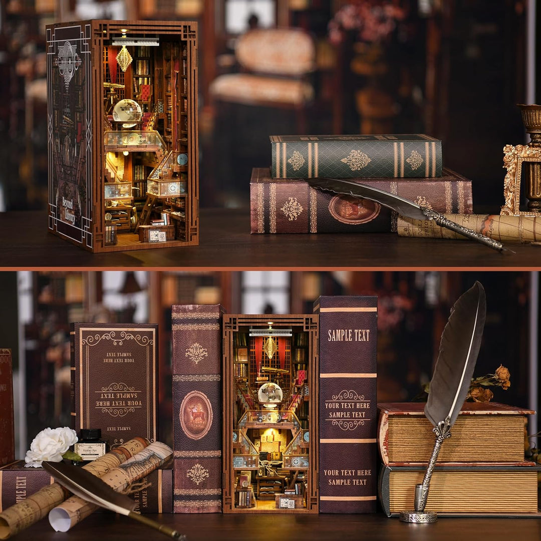 Book Nook Kit, DIY Miniatur Puppenhaus Booknook Kit, 3D Wooden Puzzle Bookend Bookshelf Insert Decor