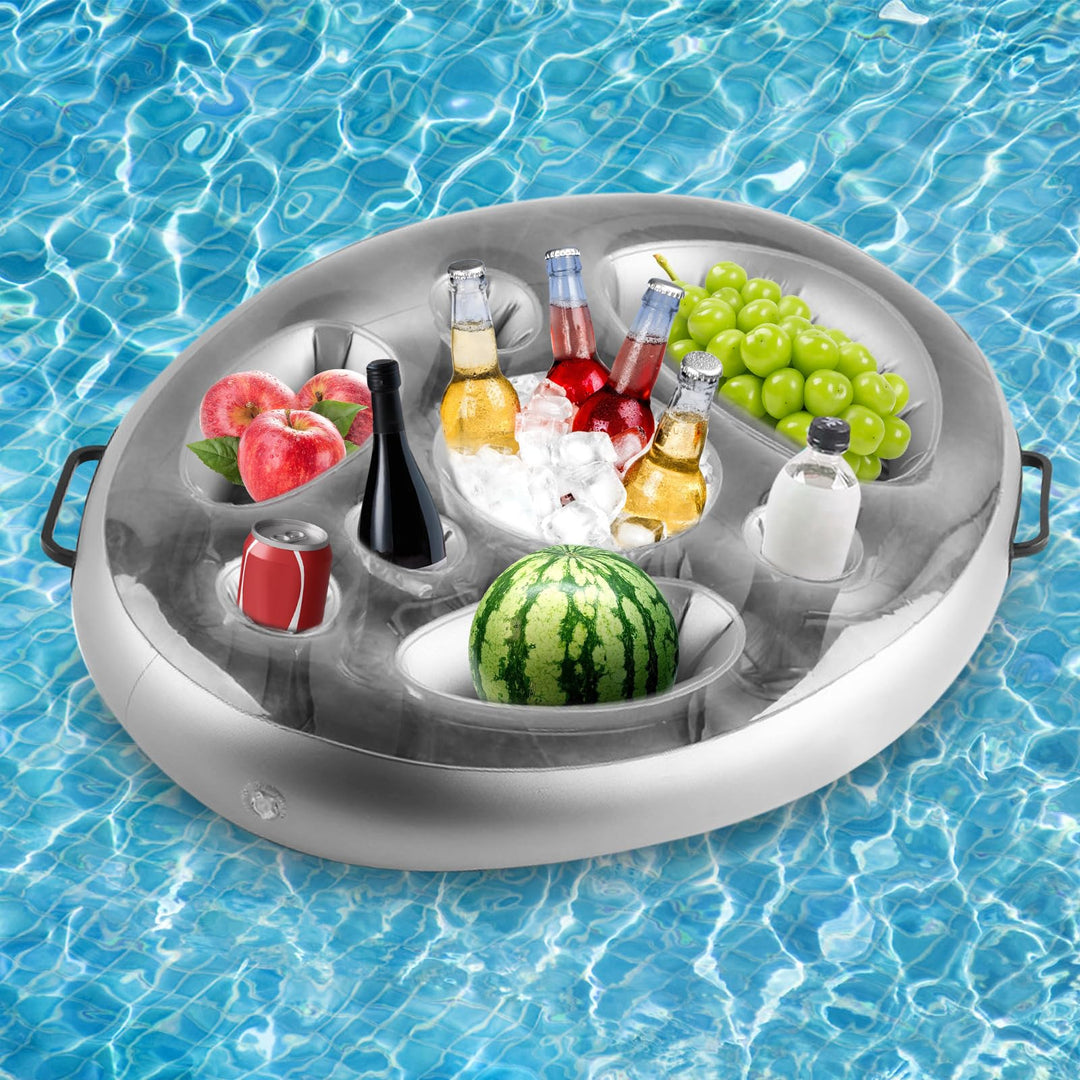 Aufblasbarer Getränkehalter, Schwimmende Tablett 70×50cm Aufblasbar Poolbar 8 Löcher Grosse Kapazitä