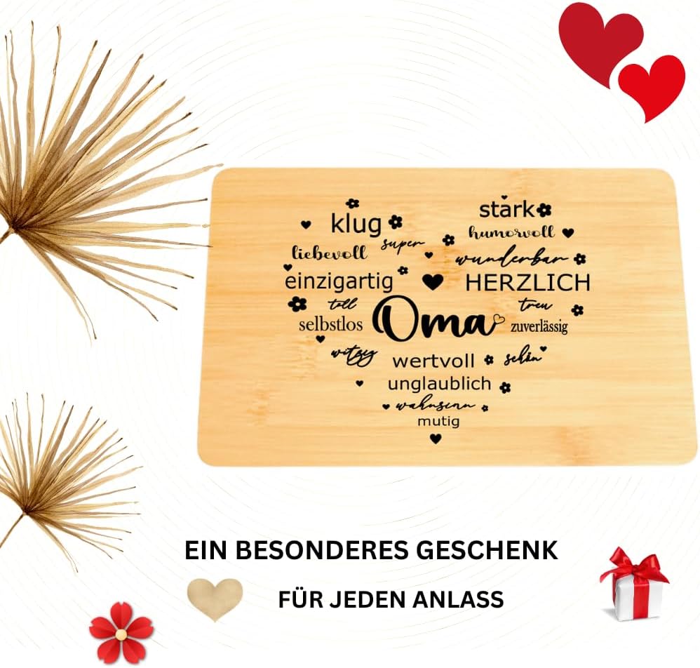 Personalisiertes Frühstücksset, 2er Set Schneidebrett mit Gravur, Geschenke für Oma und Opa, Brettch