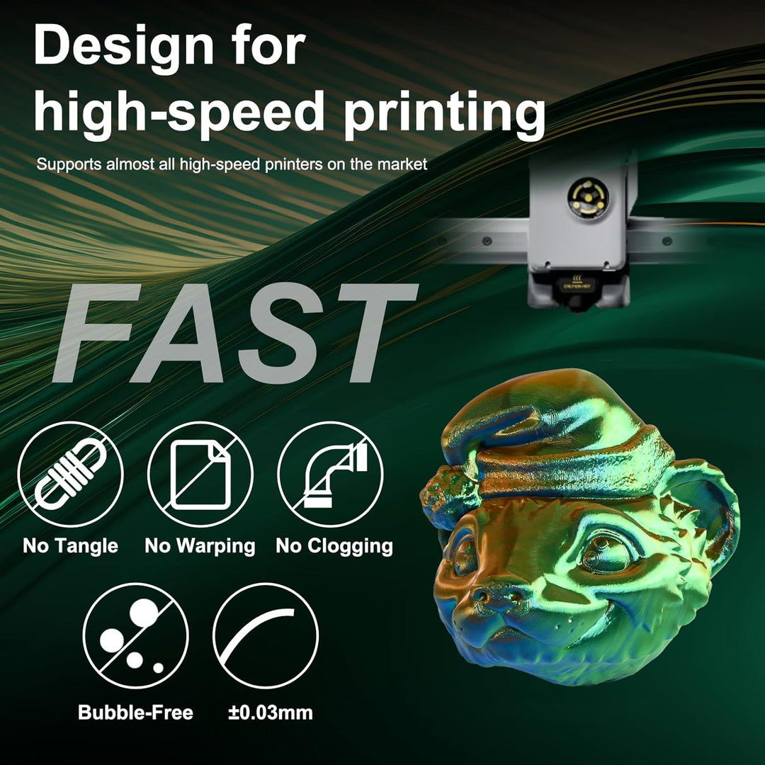 ERYONE Tri Color Silk PLA Filament 1.75mm, 3D Printer Filament PLA +/-0.03mm 1KG/Spool, Silk Orangef