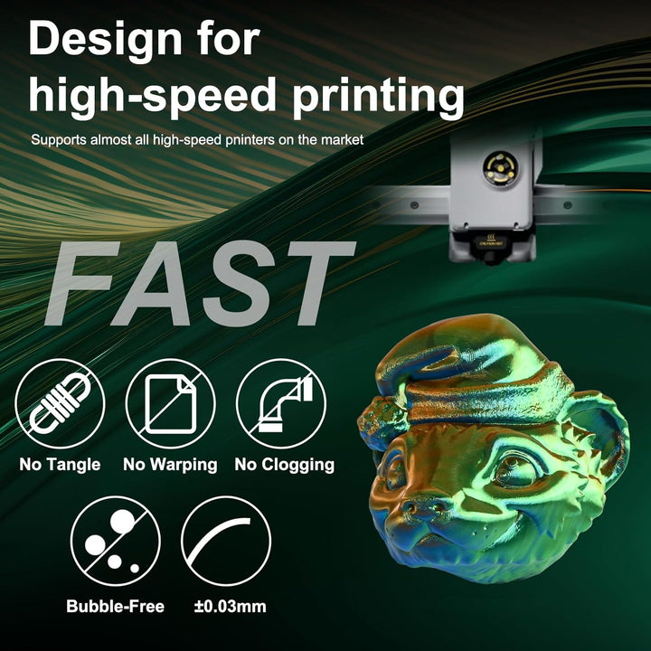 ERYONE Tri Color Silk PLA Filament 1.75mm, 3D Printer Filament PLA +/-0.03mm 1KG/Spool, Silk Orangef