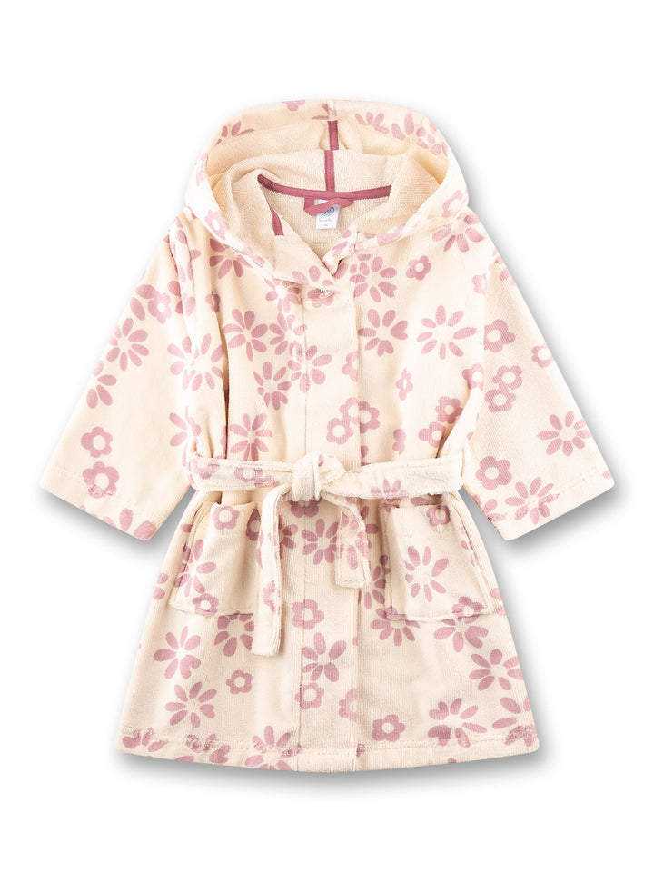 Sanetta Mädchen-Schlafanzug lang aus Nicki beige Blumen | Hochwertiger und bequemer Schlafanzug aus